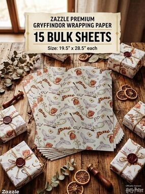 ZAZZLE HARRY POTTER GRYFFINDOR Wrapping Paper Gift Wrap 15 Sheets 19.5"x28.5"